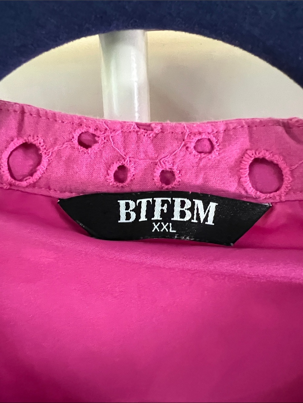 Eyelet Tiered Midi Dress in Hot Pink XXL - Picture 2 of 3